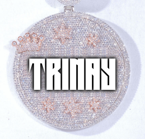 CUSTOM LETTER NECKLACE 3D BIG CROWN DISC