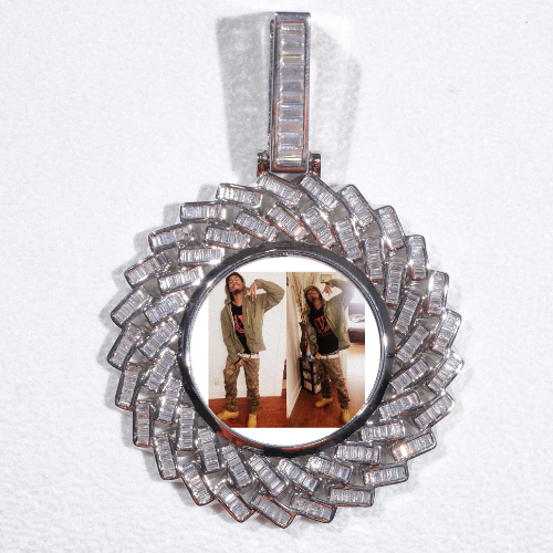 Large 3D Baguette Custom Picture Pendant