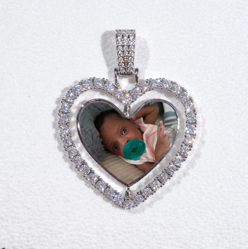 3D Spinning 2-Faced Heart Custom Picture Pendant