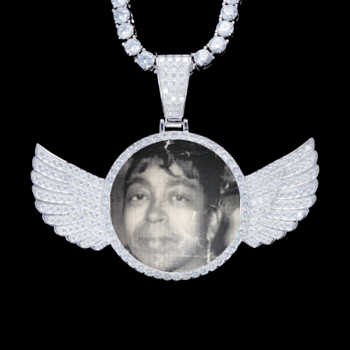 925S & VVS Moissanite 3D Wing Custom Picture Pendant