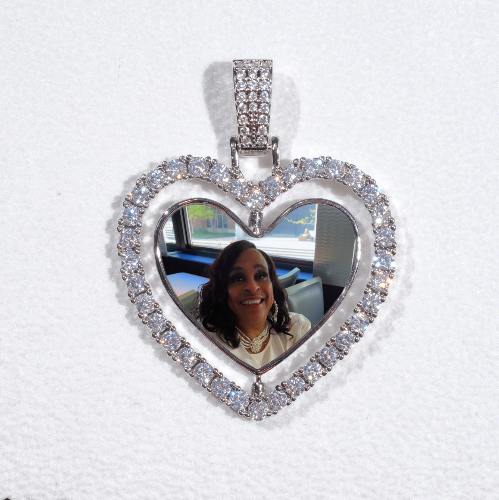 3D Spinning 2-Faced Heart Custom Picture Pendant