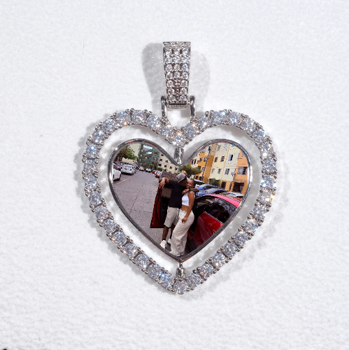 3D Spinning 2-Faced Heart Custom Picture Pendant