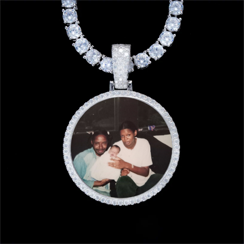 925S & VVS Moissanite 3D Circle Custom Picture Pendant