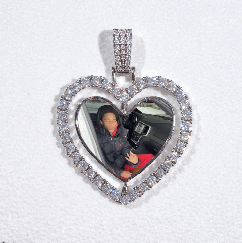 3D Spinning 2-Faced Heart Custom Picture Pendant