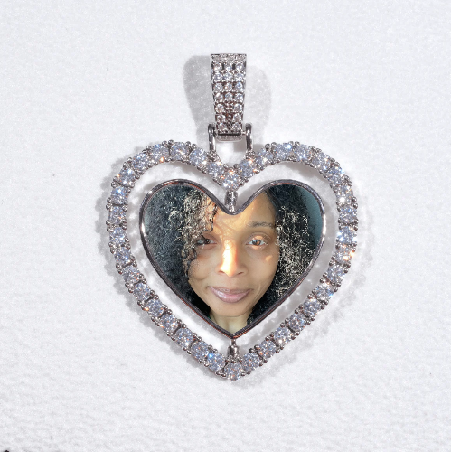 3D Spinning 2-Faced Heart Custom Picture Pendant
