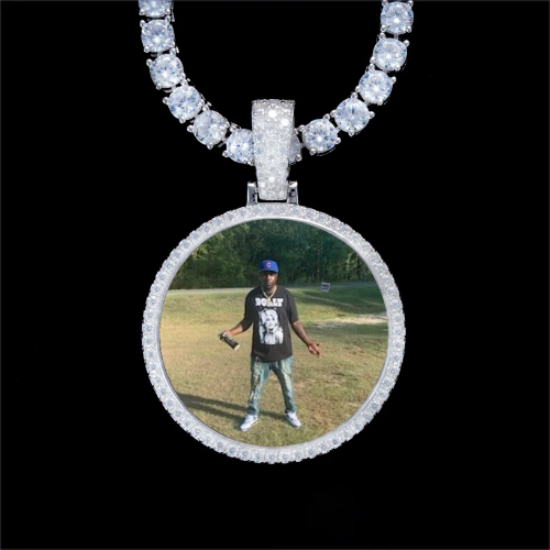 925S & VVS Moissanite 3D Circle Custom Picture Pendant