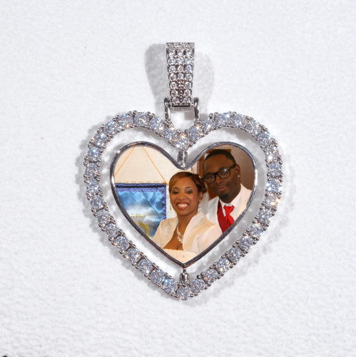 3D Spinning 2-Faced Heart Custom Picture Pendant