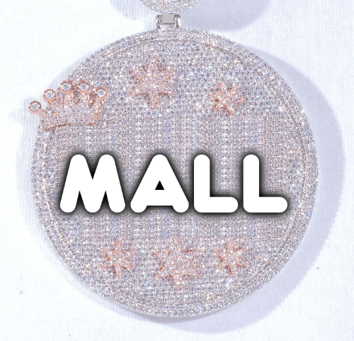 CUSTOM LETTER NECKLACE 3D BIG CROWN DISC