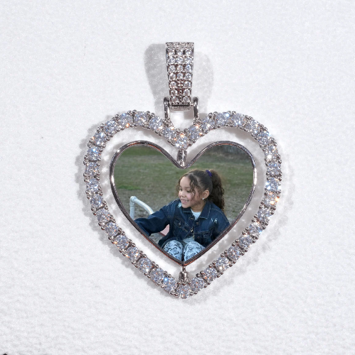 3D Spinning 2-Faced Heart Custom Picture Pendant