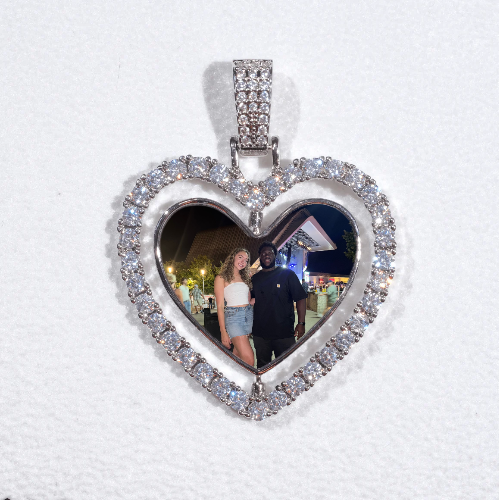 3D Spinning 2-Faced Heart Custom Picture Pendant