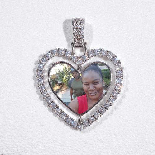 3D Spinning 2-Faced Heart Custom Picture Pendant