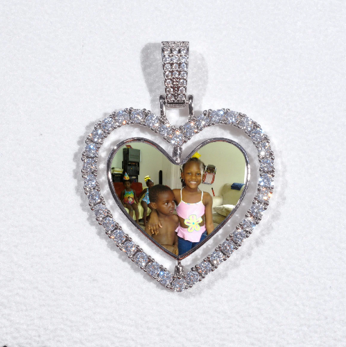 3D Spinning 2-Faced Heart Custom Picture Pendant
