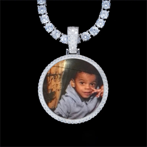 925S & VVS Moissanite 3D Circle Custom Picture Pendant