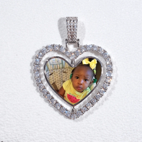 3D Spinning 2-Faced Heart Custom Picture Pendant