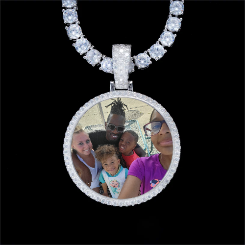 925S & VVS Moissanite 3D Circle Custom Picture Pendant