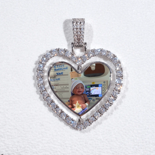 3D Spinning 2-Faced Heart Custom Picture Pendant