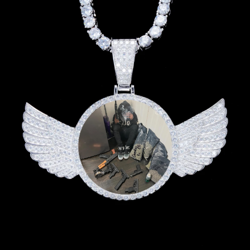 925S & VVS Moissanite 3D Wing Custom Picture Pendant