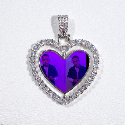3D Spinning 2-Faced Heart Custom Picture Pendant