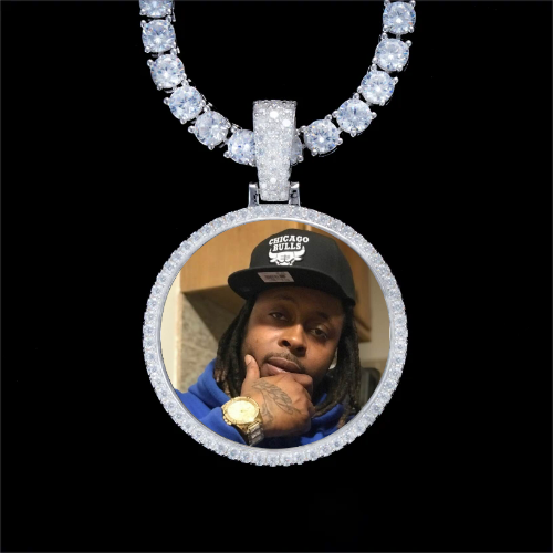 925S & VVS Moissanite 3D Circle Custom Picture Pendant