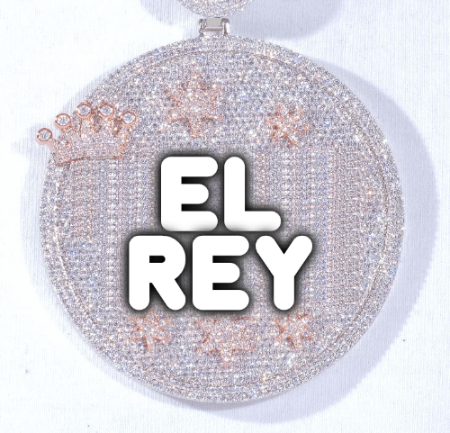 CUSTOM LETTER NECKLACE 3D BIG CROWN DISC