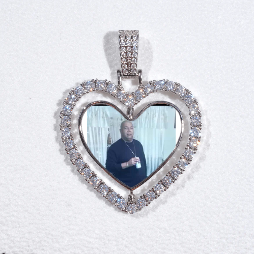 3D Spinning 2-Faced Heart Custom Picture Pendant