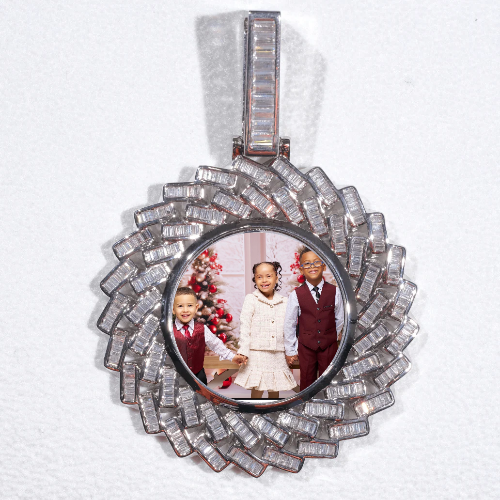 Large 3D Baguette Custom Picture Pendant