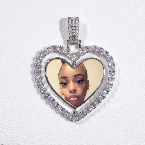 3D Spinning 2-Faced Heart Custom Picture Pendant