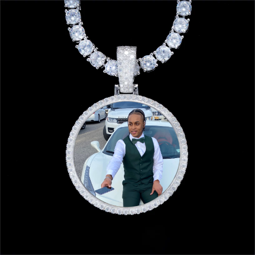 925S & VVS Moissanite 3D Circle Custom Picture Pendant
