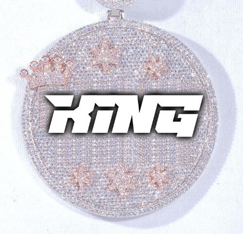 CUSTOM LETTER NECKLACE 3D BIG CROWN DISC