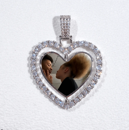 3D Spinning 2-Faced Heart Custom Picture Pendant