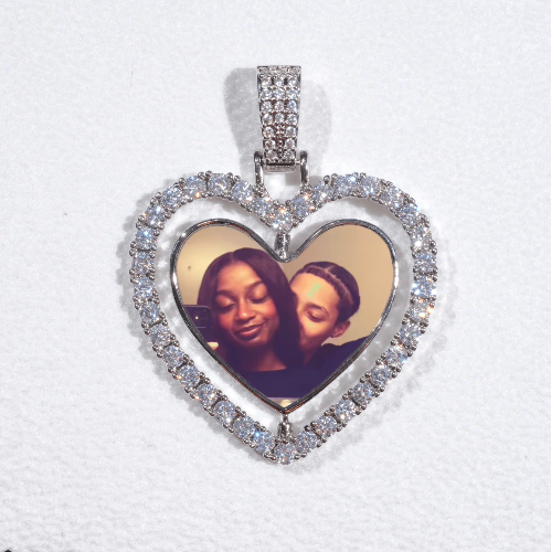 3D Spinning 2-Faced Heart Custom Picture Pendant