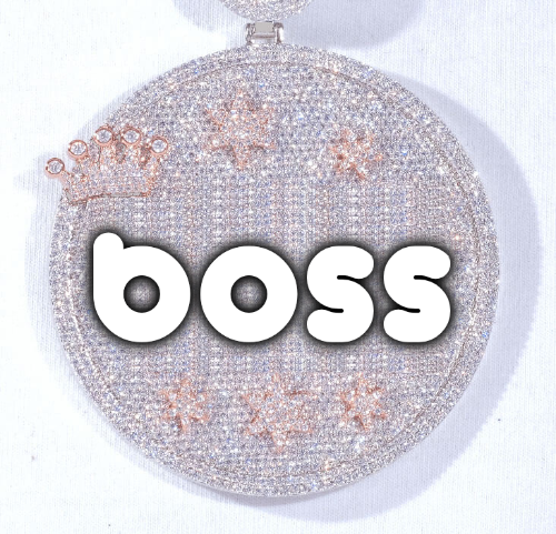 CUSTOM LETTER NECKLACE 3D BIG CROWN DISC