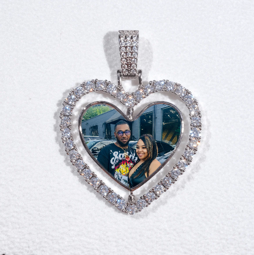 3D Spinning 2-Faced Heart Custom Picture Pendant