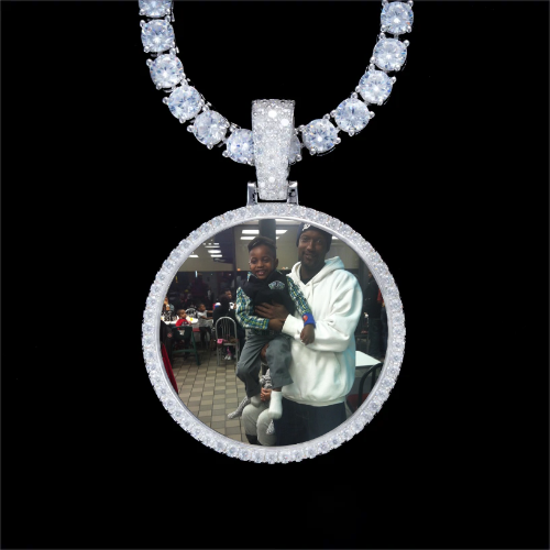 925S & VVS Moissanite 3D Circle Custom Picture Pendant