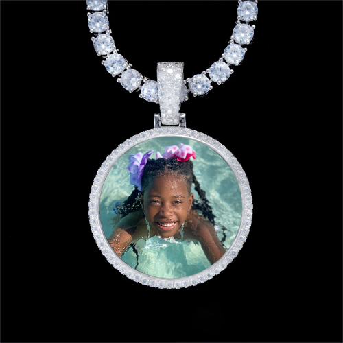 925S & VVS Moissanite 3D Circle Custom Picture Pendant