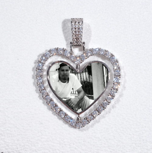 3D Spinning 2-Faced Heart Custom Picture Pendant
