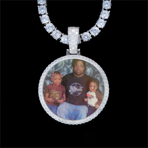 925S & VVS Moissanite 3D Circle Custom Picture Pendant