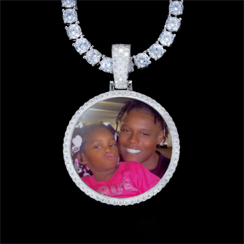 925S & VVS Moissanite 3D Circle Custom Picture Pendant