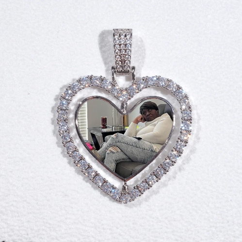 3D Spinning 2-Faced Heart Custom Picture Pendant