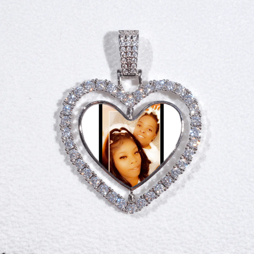 3D Spinning 2-Faced Heart Custom Picture Pendant