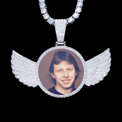 925S & VVS Moissanite 3D Wing Custom Picture Pendant