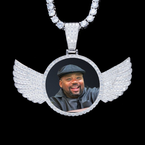 925S & VVS Moissanite 3D Wing Custom Picture Pendant
