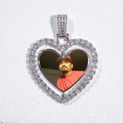 3D Spinning 2-Faced Heart Custom Picture Pendant