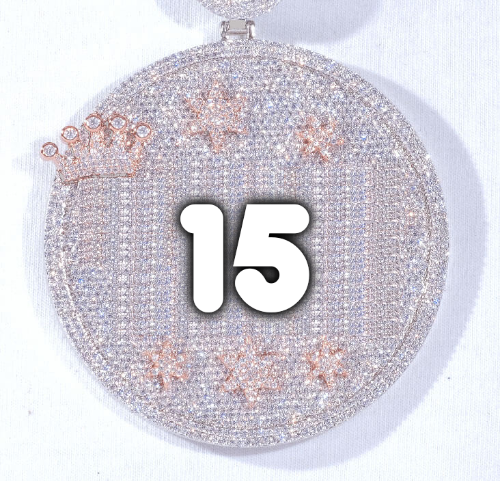CUSTOM LETTER NECKLACE 3D BIG CROWN DISC