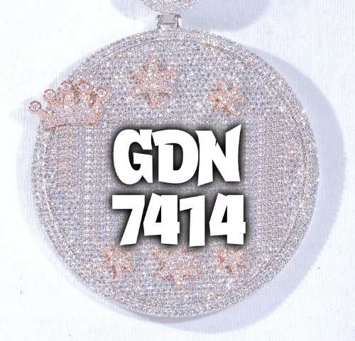 CUSTOM LETTER NECKLACE 3D BIG CROWN DISC