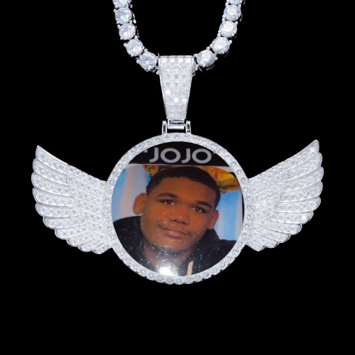 925S & VVS Moissanite 3D Wing Custom Picture Pendant