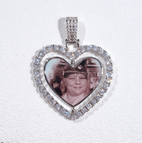 3D Spinning 2-Faced Heart Custom Picture Pendant