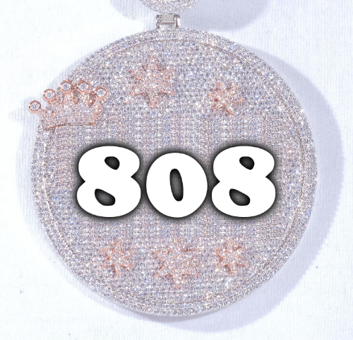 CUSTOM LETTER NECKLACE 3D BIG CROWN DISC