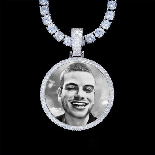 925S & VVS Moissanite 3D Circle Custom Picture Pendant