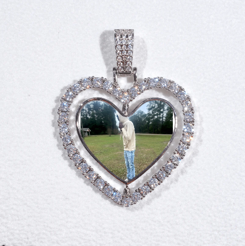 3D Spinning 2-Faced Heart Custom Picture Pendant